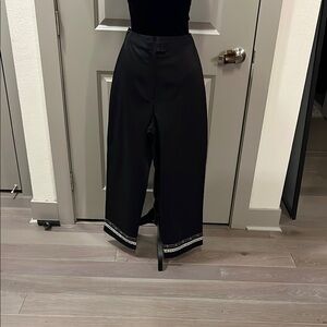 JohnPaulRichard Black and Silver Straight Leg pants with decorative hem